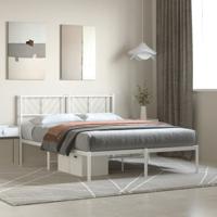 Bedframe met hoofdbord metaal wit 120x200 cm - thumbnail