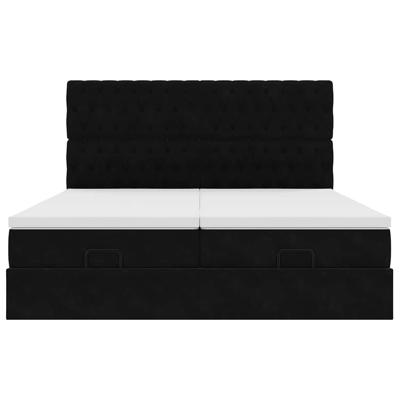 Ottoman bed met matrassen 200x200cm fluweel zwart