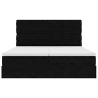 Ottoman bed met matrassen 200x200cm fluweel zwart - thumbnail