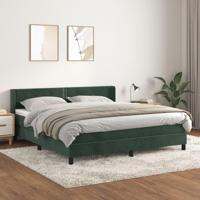 Boxspring met matras fluweel donkergroen 180x200 cm - thumbnail