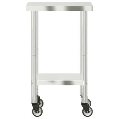 VidaXL Keukenwerktafel met wielen 55x55x85 cm roestvrij staal