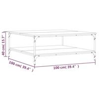 Salontafel 100x100x40 cm bewerkt hout zwart - thumbnail