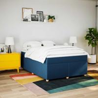 Boxspring met matras stof blauw 140x190 cm - thumbnail