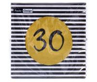 Duni Servetten 30 33x33 cm 20 Stuks Zwart/Goud/Wit - thumbnail