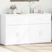 Dressoirs 2 st 60x31x70 cm bewerkt hout wit - thumbnail