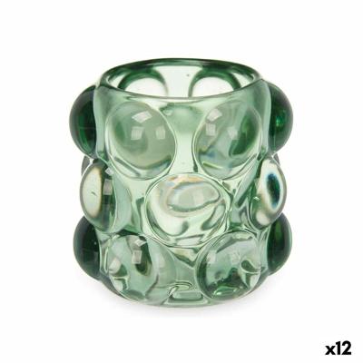 Kaarshouder Microbolletjes Groen Kristal 8,4 x 9 x 8,4 cm (12 Stuks)