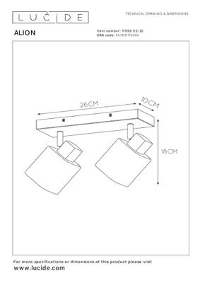 Lucide ALION - Plafondspot - 2xE14 - Zwart