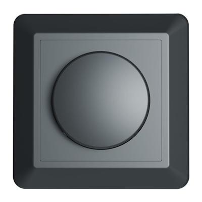 Afdekmateriaal met dimmerknop - Geschikt voor LED Dimmers - Incl. centraalplaat en raamwerk - Druk/draaischakelaar - Mat zwart
