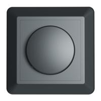 Afdekmateriaal met dimmerknop - Geschikt voor LED Dimmers - Incl. centraalplaat en raamwerk - Druk/draaischakelaar - Mat zwart - thumbnail