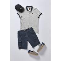 Short sleeve polo pique all over p egret - thumbnail