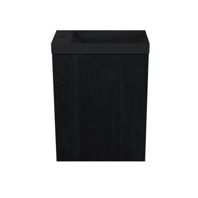 Fonteinkast Black Oak Arcqua Luna 40x55x28 cm Incl. Fontein Mat Zwart Zonder Overloop Arcqua