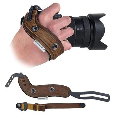 SPIDER HOLSTER SpiderPro Camera Handriem v2 met klikmontage en optionele polsband - Compatibel met DSLR en spiegelloos, Kodiak - Gelooid leer, 0