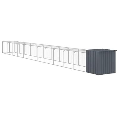 Kippenhok met ren 110x1221x110 cm staal antracietkleurig