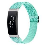 By Qubix - Compatible met Fitbit Inspire 2 Elastische solo loop nylon bandje - Turquoise - Compatible fitbit bandje - thumbnail