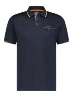 State of Art regular fit polo met contrastbies donkerblauw - thumbnail