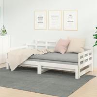 Slaapbank uitschuifbaar massief grenenhout wit 2x(80x200) cm - thumbnail