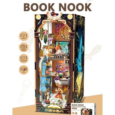 PlayfulMario Mystical Magical Power Booknook Houten Modelbouwset met LED lamp 167 Onderdelen