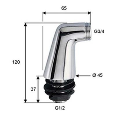 Riko Set chroom staande badrandkoppelingen 1/2x3/4