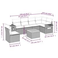 7-delige Loungeset met kussens poly rattan zwart - thumbnail