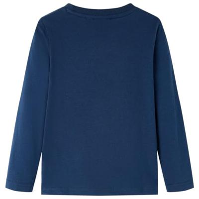 Kindershirt met lange mouwen voetbalveldprint 128 marineblauw