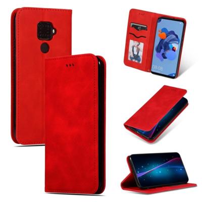 Voor Huawei mate 30 Lite retro huid voelen zakelijke magnetische horizontale Flip lederen draagtas (rood)
