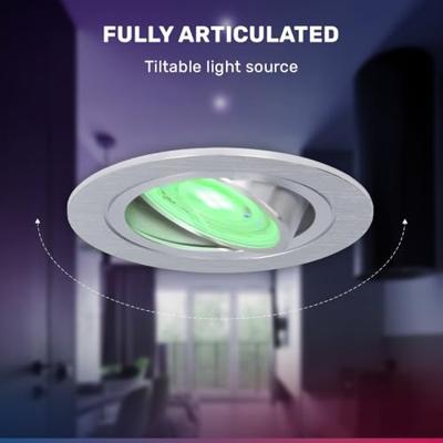 Chandler - Smart inbouwspot - IP20 voor binnen - 5,5 Watt 345 Lumen - Kantelbaar - Wifi + Bluetooth - RGBWW - GU10 - Google Home, Amazon Alexa en Siri - RVS Chandler - Smart inbouwspot - IP20 voor binnen - 5,5 Watt 345 Lumen - Kantelbaar - Wifi + Bluetooth - RGBWW - GU10 - Google Home, Amazon Alexa en Siri - RVS