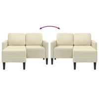 2-zitsbank met ligstoel L-vormig crmekleurig 125 cm kunstleer - thumbnail