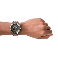 Fossil CH2891 Horloge Coachman Chronograaf staal-leder zilverkleurig-zwart-bruin 44 mm - thumbnail