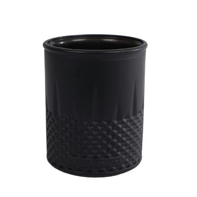 Vaas "Diamond" theel. mat zwart glas 9x9x10,5cm