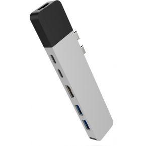 Hyper - HyperDrive NET 6-in-2 hub voor USB-C voor MacBook Pro/Air - HDMI 4K60Hz HDR, USB-C 40Gbps 100W PD, USB-C 5Gbps 60W PD, 2x USB-A 3.0, Gigabit Ethernet - zilver