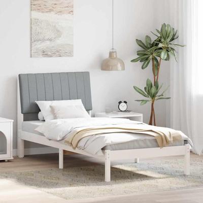 Bedframe met hoofdeinde Wit 90 x 190 cm Stof