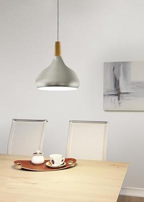 Eglo Moderne hanglampSabinar 28cm RVS met houtbruin - 901181 - thumbnail