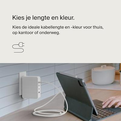 Belkin BoostCharge USB-C/USB-C-voedingskabel, snellaadkabel met 240 W Power Delivery, USB-IF-gecertificeerd, compatibel met MacBook Pro, Chromebook, iPhone 16/iPhone 15, Galaxy, iPad, meer, 1 m, wit