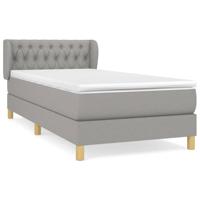 Boxspring met matras stof lichtgrijs 90x190 cm - thumbnail