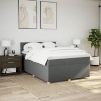 Boxspring met matras stof donkergrijs 140x190 cm - thumbnail