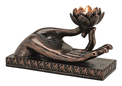 Buddha Hand met theelichthouder van poly bruin (B/H/D) 32x19x15cm Buddha Hand met theelichthouder van poly bruin (B/H/D) 32x19x15cm