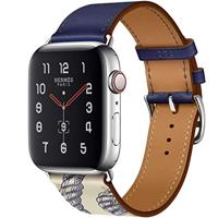 Leren bandje met print - Blauw - Geschikt voor Apple Watch 38mm / 40mm / 41mm / 42mm - thumbnail