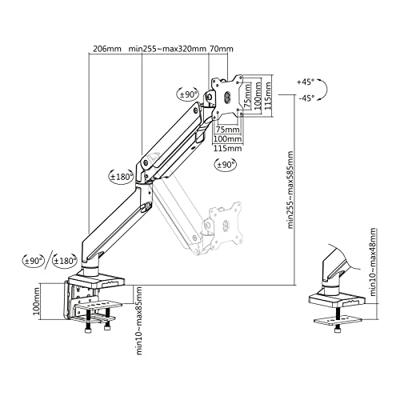 ROLINE LCD arm, tafelmontage, gasveer, 5 draaipunten, max. 18 kg ROLINE LCD arm, tafelmontage, gasveer, 5 draaipunten, max. 18 kg