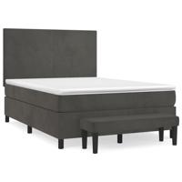 Boxspring met matras fluweel donkergrijs 140x190 cm - thumbnail