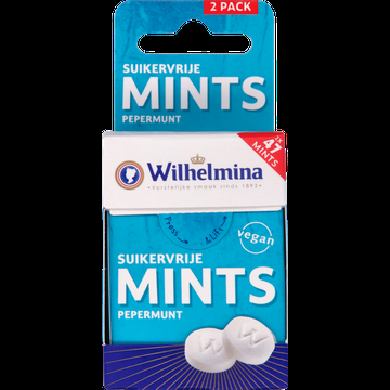 Wilhelmina Mints Pepermunt Suikervrij 2x30g bij Jumbo