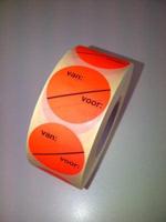 Etiket 35 mm fluor rood VAN VOOR perm - thumbnail