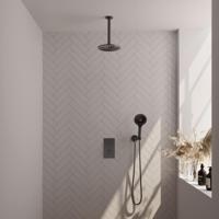 Regendoucheset Inbouw Brauer Gunmetal Carving Thermostatisch 20 cm met 3-Weg Omstelling, Plafondarm en 3-Standen Handdouche Geborsteld Gunmetal Brauer - thumbnail