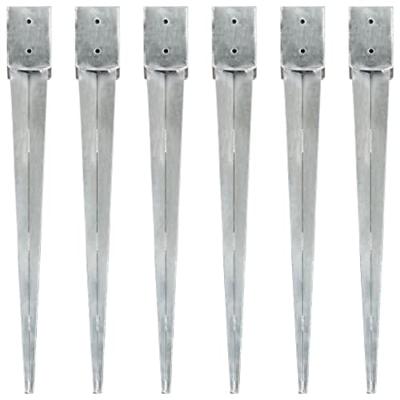 VidaXL Grondpinnen 6 st 10x10x91 cm gegalvaniseerd staal zilverkleurig VidaXL Grondpinnen 6 st 10x10x91 cm gegalvaniseerd staal zilverkleurig