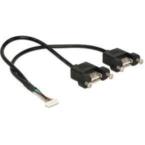 DeLOCK 84839 0.25m 2 x USB A Zwart USB-kabel
