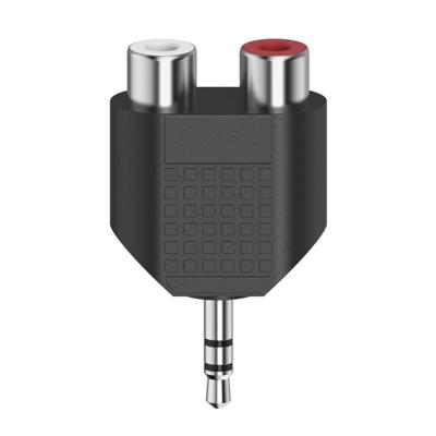 Hama Korte audio-adapter, 3,5-mm-jack-stekker stereo - 2x cinch-koppeling Luidspreker kabel