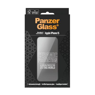 PanzerGlass Ceramic Protection Ultra-Wide Fit 2837 Screenprotector (glas) Apple iPhone 15 1 stuk(s) Krasvast, Anti-vingerafdruk