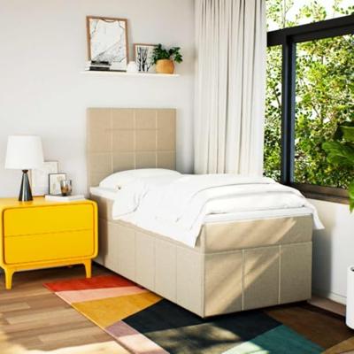 Boxspring met matras stof crèmekleurig 80x200 cm