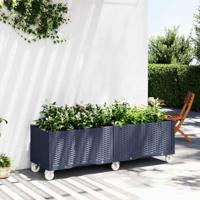 Plantenbak met wielen 160x50x54 cm polypropeen blauwgrijs - thumbnail