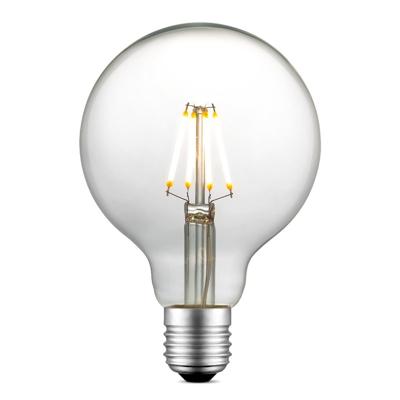 Edison Vintage LED filament lichtbron Globe - Helder - G95 Deco - Retro LED lamp - 9.5/9.5/13.5cm - geschikt voor E27 fitting - Dimbaar - 4W 440lm 3000K - warm wit licht
