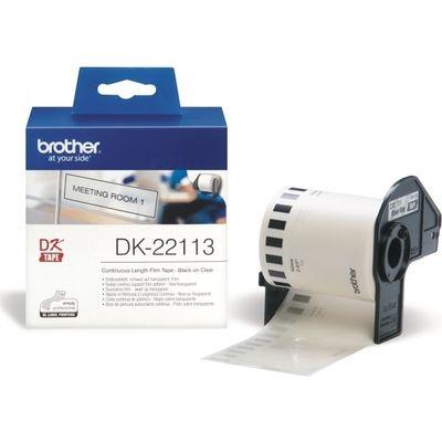 Brother DK-22113 Rol met etiketten 62 mm x 15.24 m Folie Transparant 1 stuk(s) Permanent hechtend DK22113 Universele etiketten